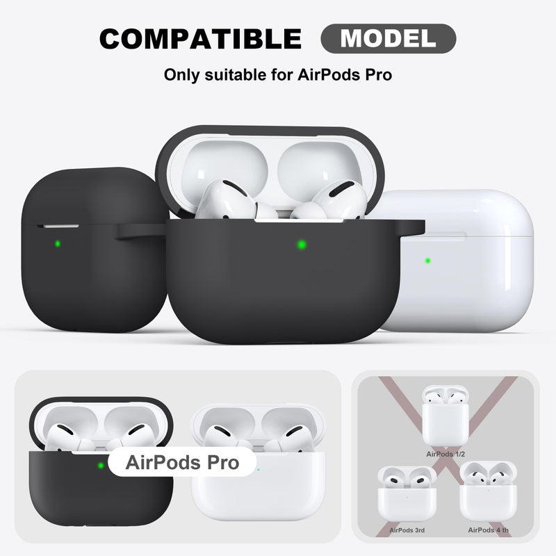 R-fun for AirPods Pro 2 Case, Soft Silicone Protective Cover with Cleaning Kit & Keychain, Support Wireless Charging, Compatible with Apple AirPods Pro 2nd/1st 1st Generation, Black - Image 4
